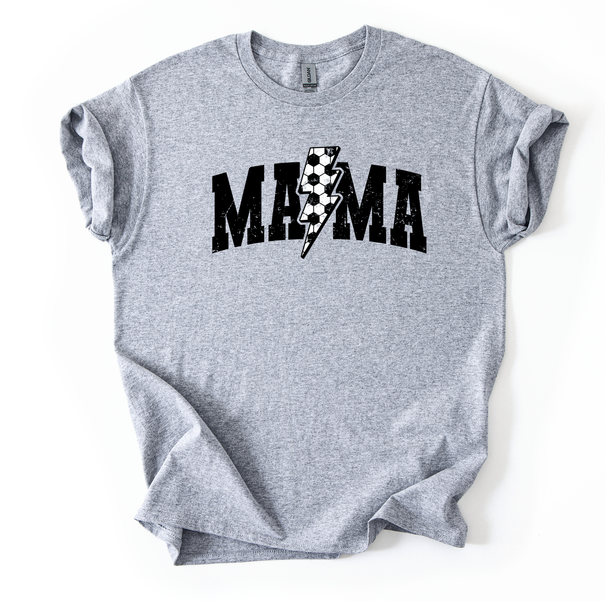 Mama Bolt Soccer Unisex Gildan Sports Grey Tshirt
