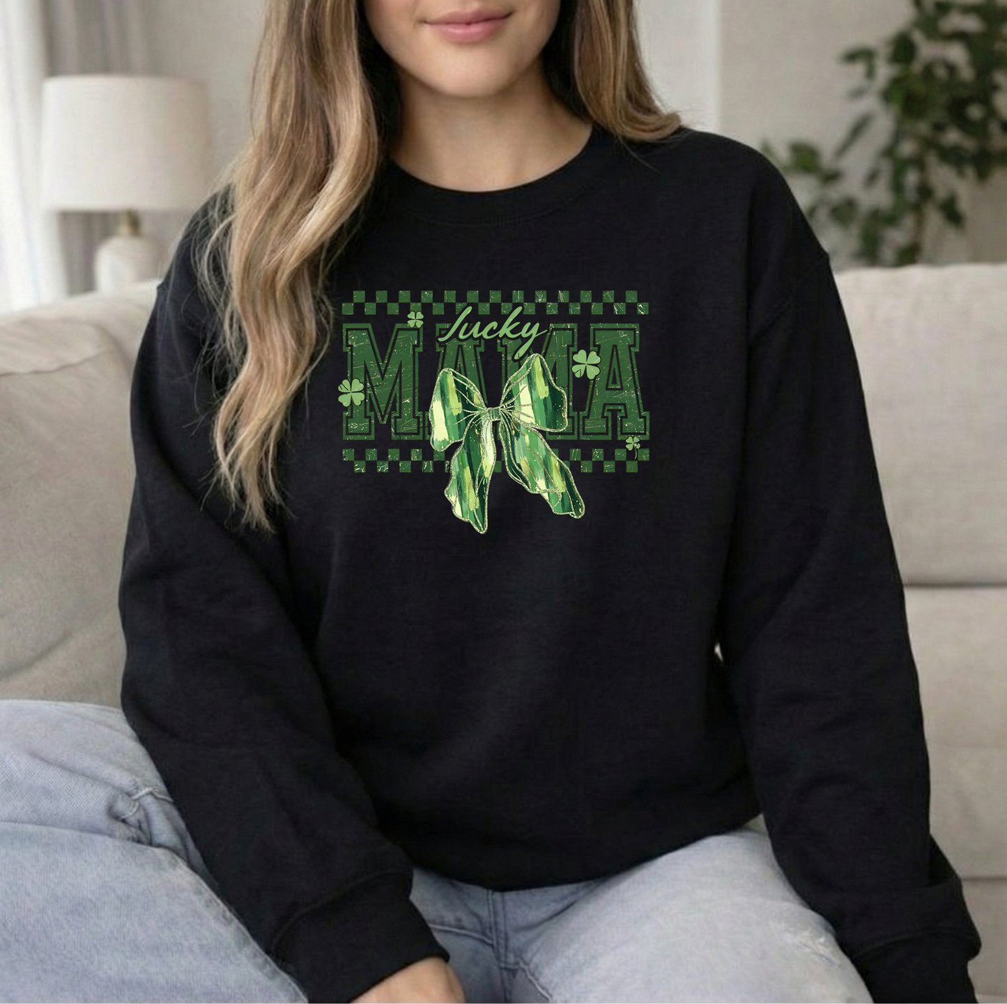 Mama Bow St Pats Black Crew Sweatshirt