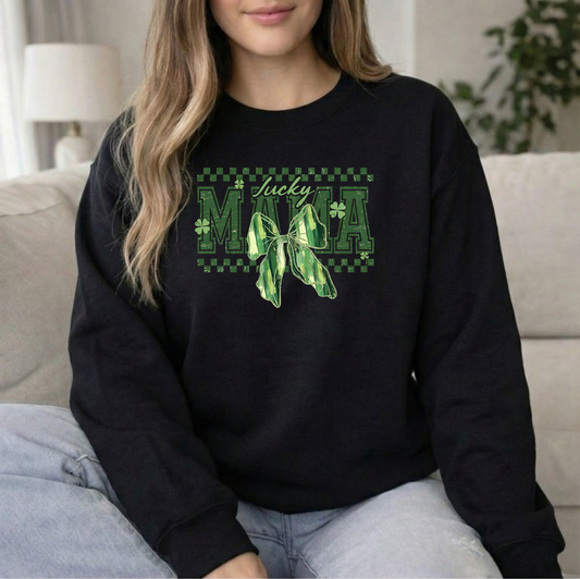 Mama Bow St Pats Black Crew Sweatshirt