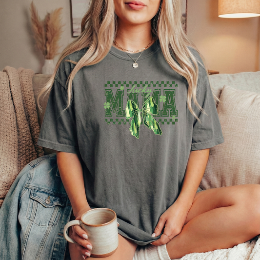 Mama Bow St Pats Grey Tshirt