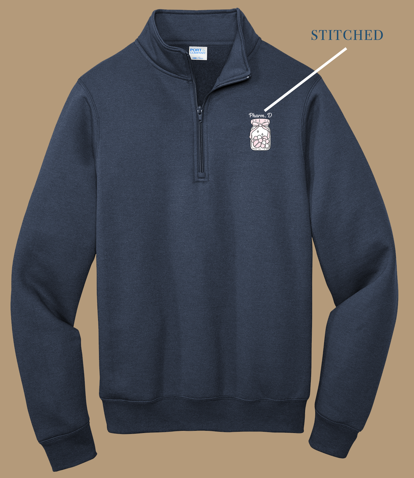Pharm D Embroidered 1/4 zip Pullover