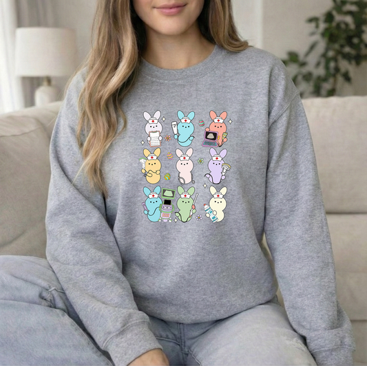 Nurse Peep Sports Grey crew Sweatshirt