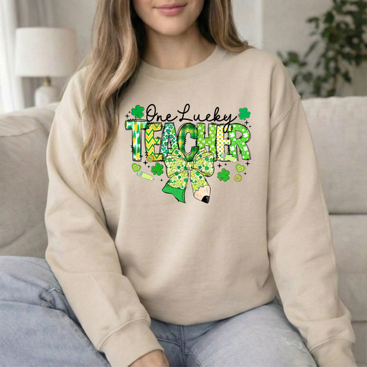 One Lucky Teacher Sand Crew Sweatshirt
