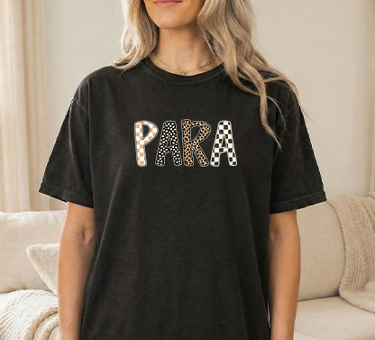 Para Multi print black comfort colors t shirt
