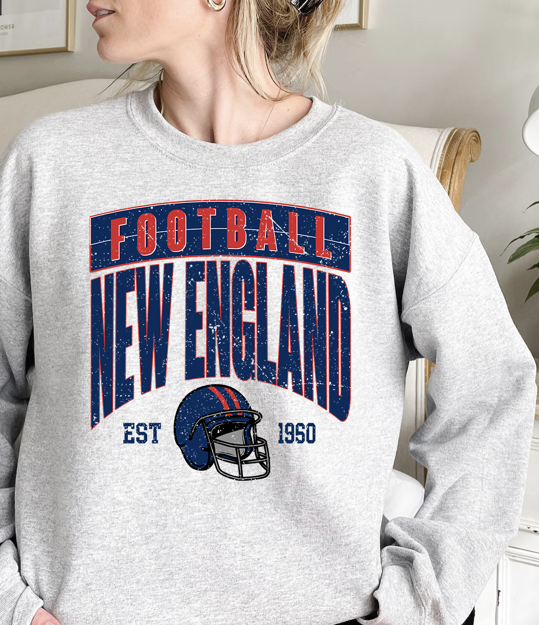 Football Sports Grey Crewneck Sweater