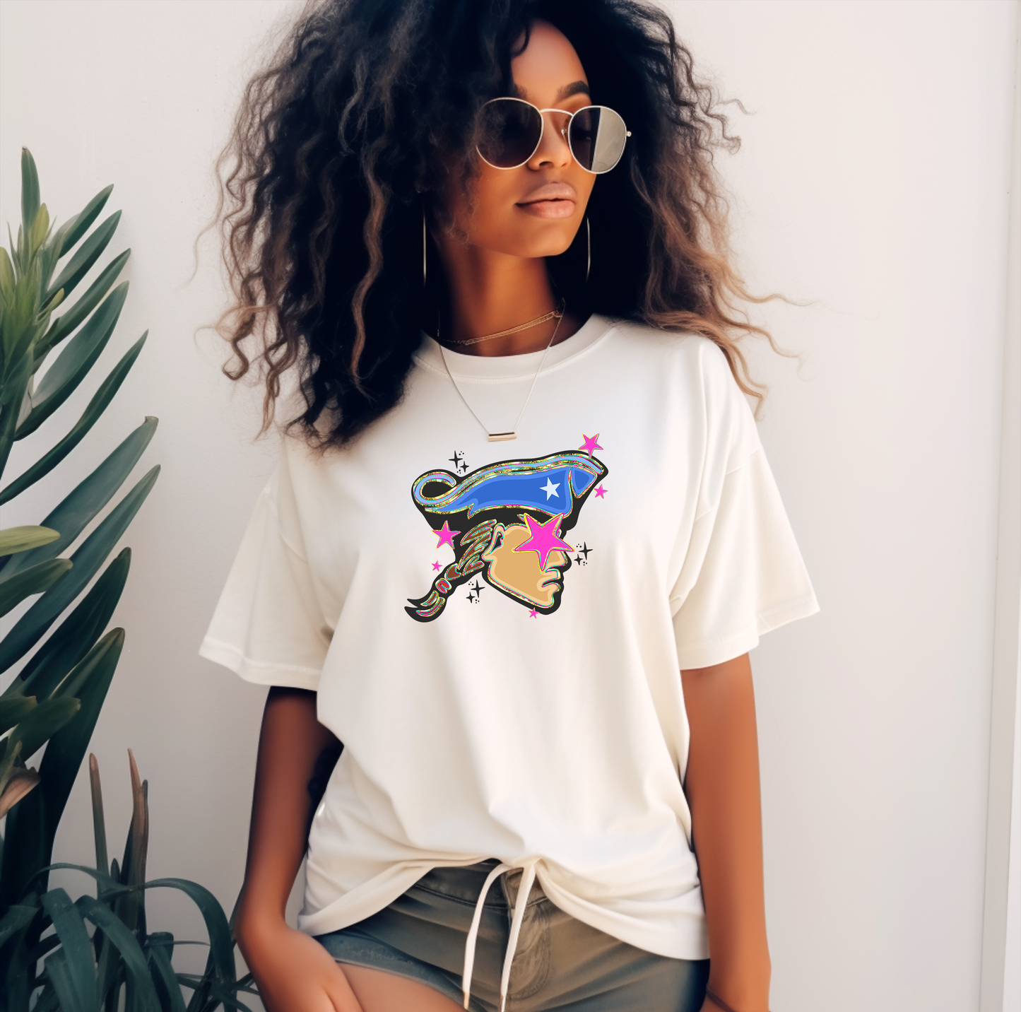 Pink star Patriot Unisex Ivory Comfort Colors Tshirt