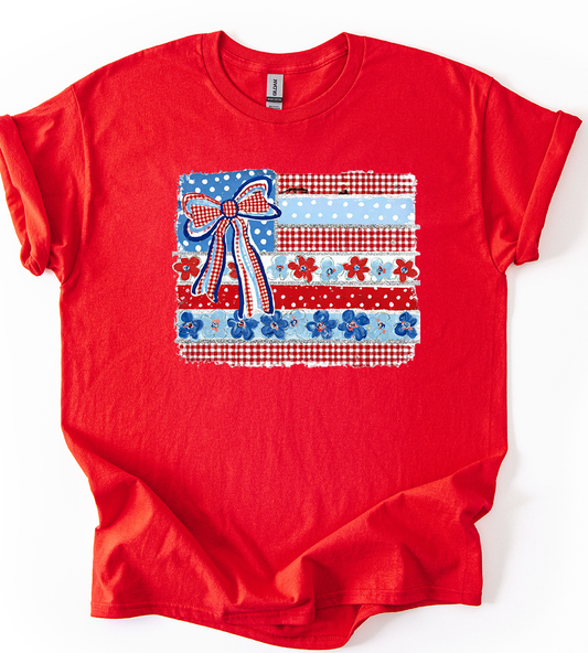 Quilt flag Red Unisex Gildan T shirt
