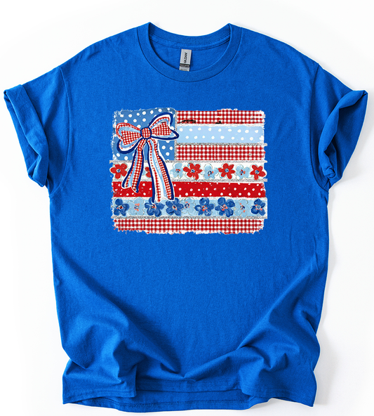 Quilt flag Royal YOUTH Gildan T shirt