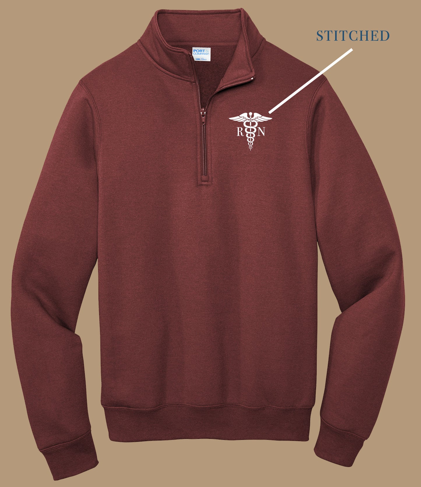 RN Caduceus Port & Co. Embroidered 1/4 Zip Fleece Pullover