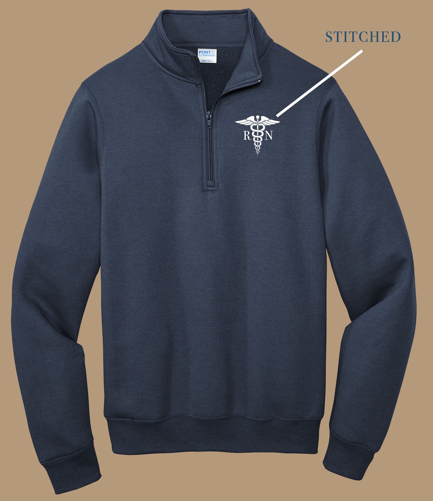 RN Caduceus Port & Co. Embroidered 1/4 Zip Fleece Pullover