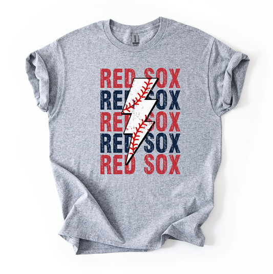 Red Sox Bolt Sports Grey Unisex Gildan Tshirt