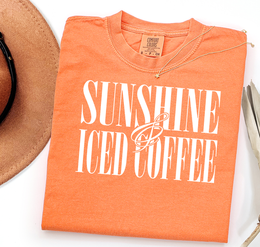 Sunshine and Iced Coffee Melon Comfort Colors Tshirt