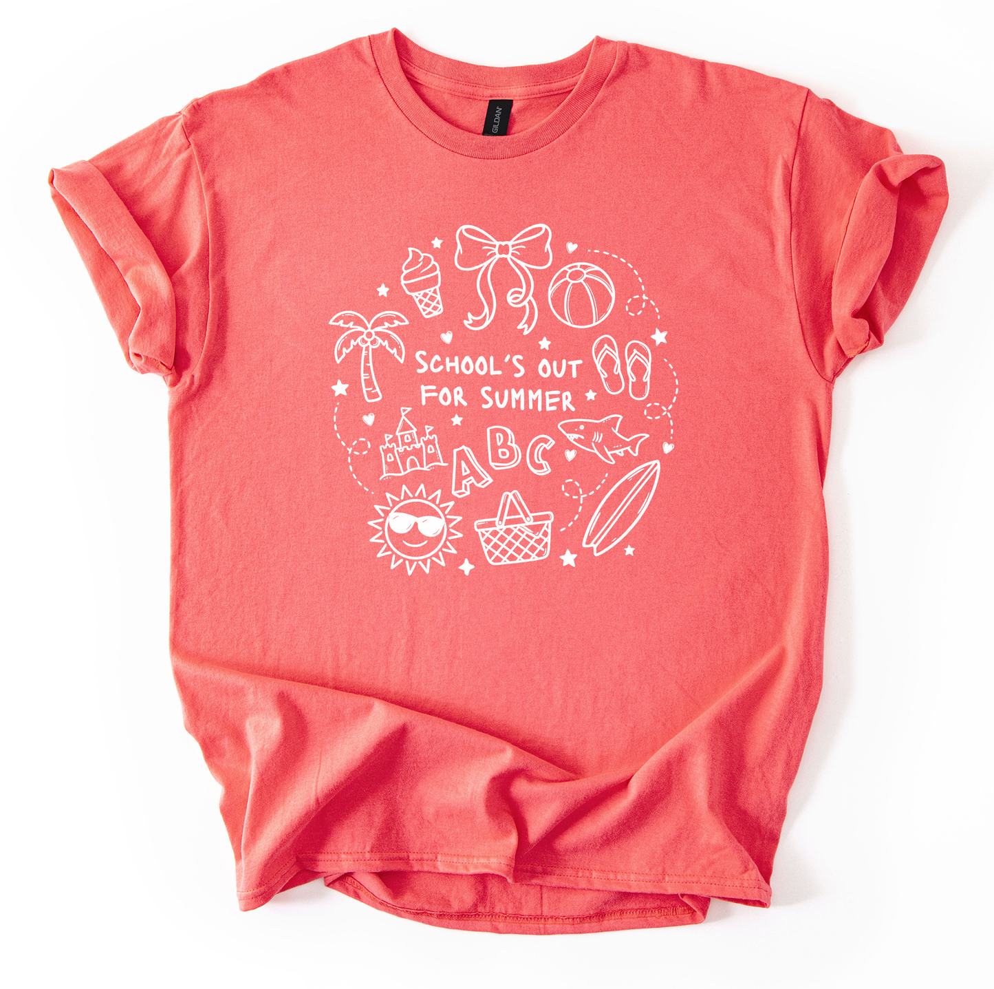 Schools out Coral Silk Youth Gildan Tshirt