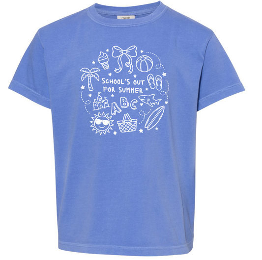 Schools out Flo Blue Youth Comfort Colors Tshirt