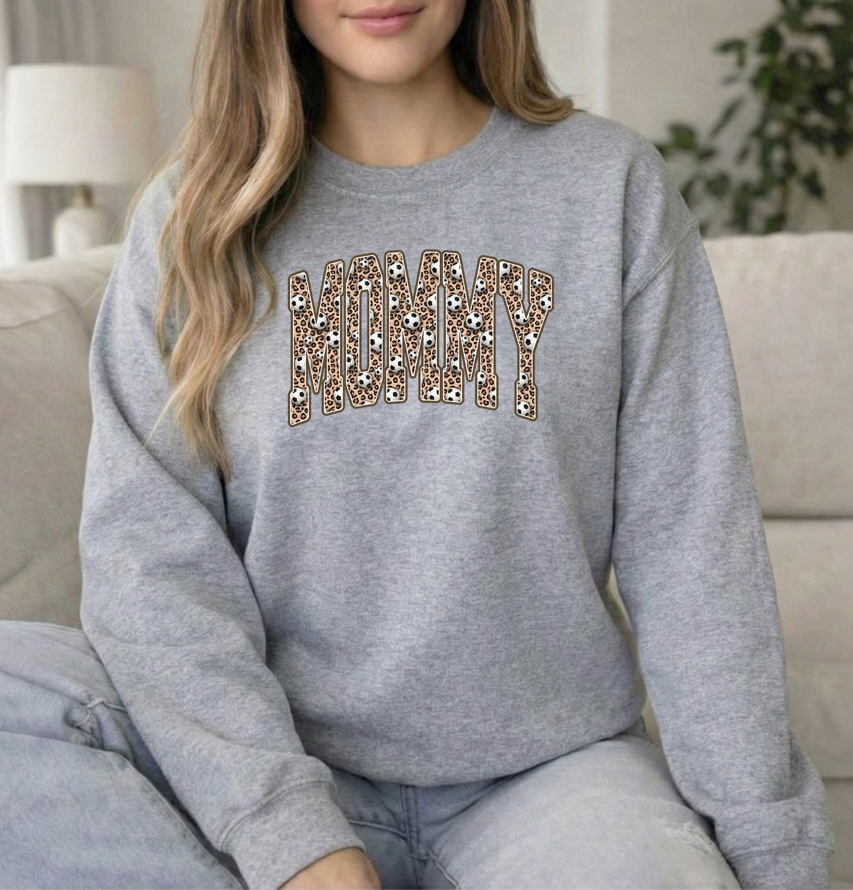 Soccer Mommy Sports Grey Gildan Crewneck Sweatshirt
