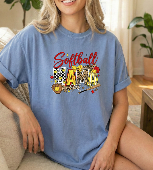 Softball Check Unisex Blue Jean Comfort colors Tshirt