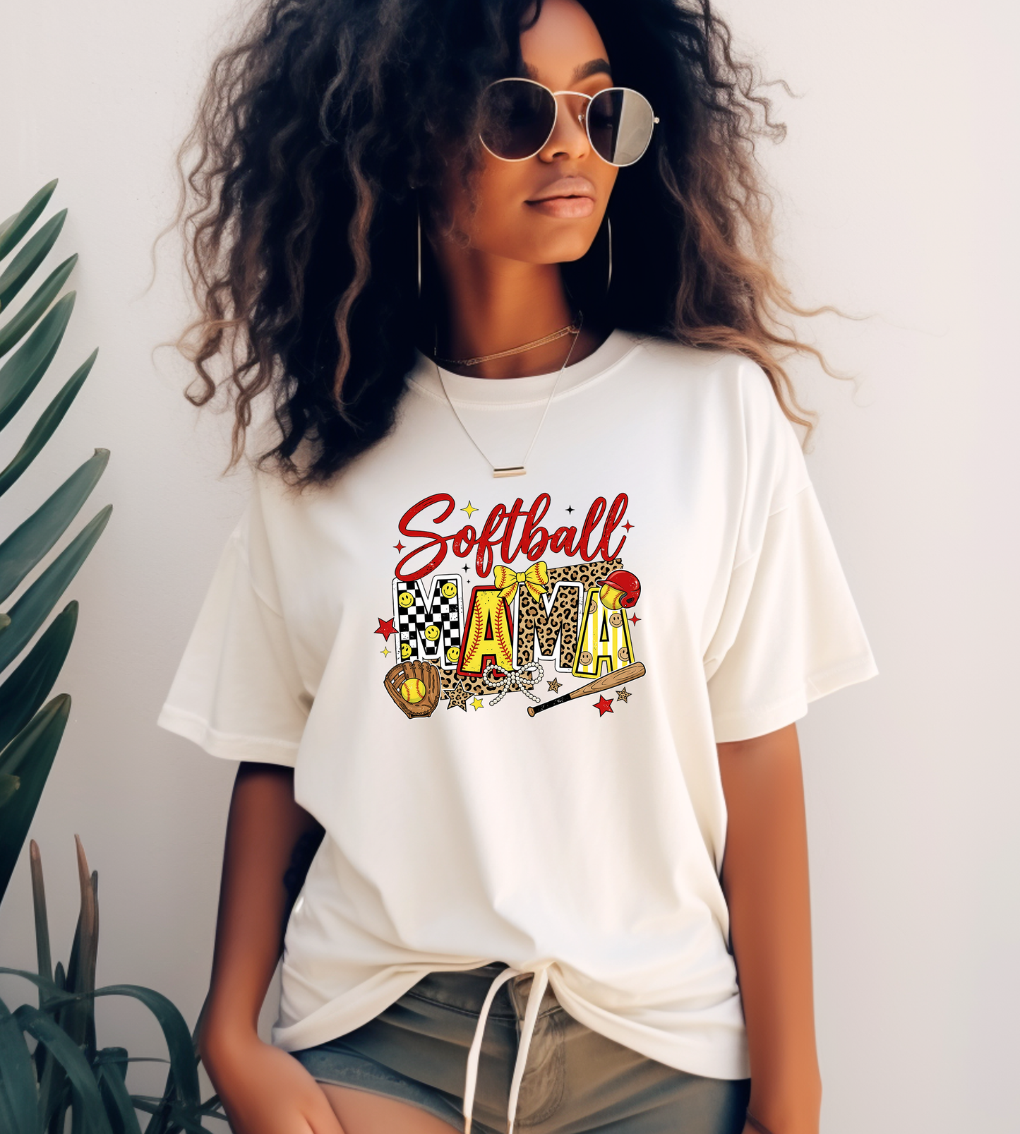 Softball Check Unisex Ivory Comfort colors Tshirt