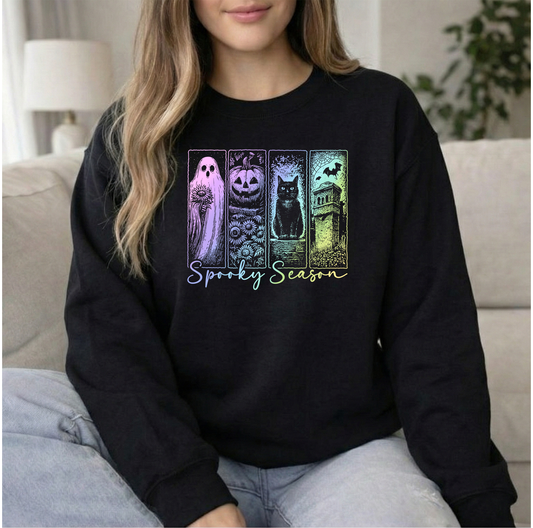 Spooky Season Black Unisex Gildan Crewneck Sweatshirt
