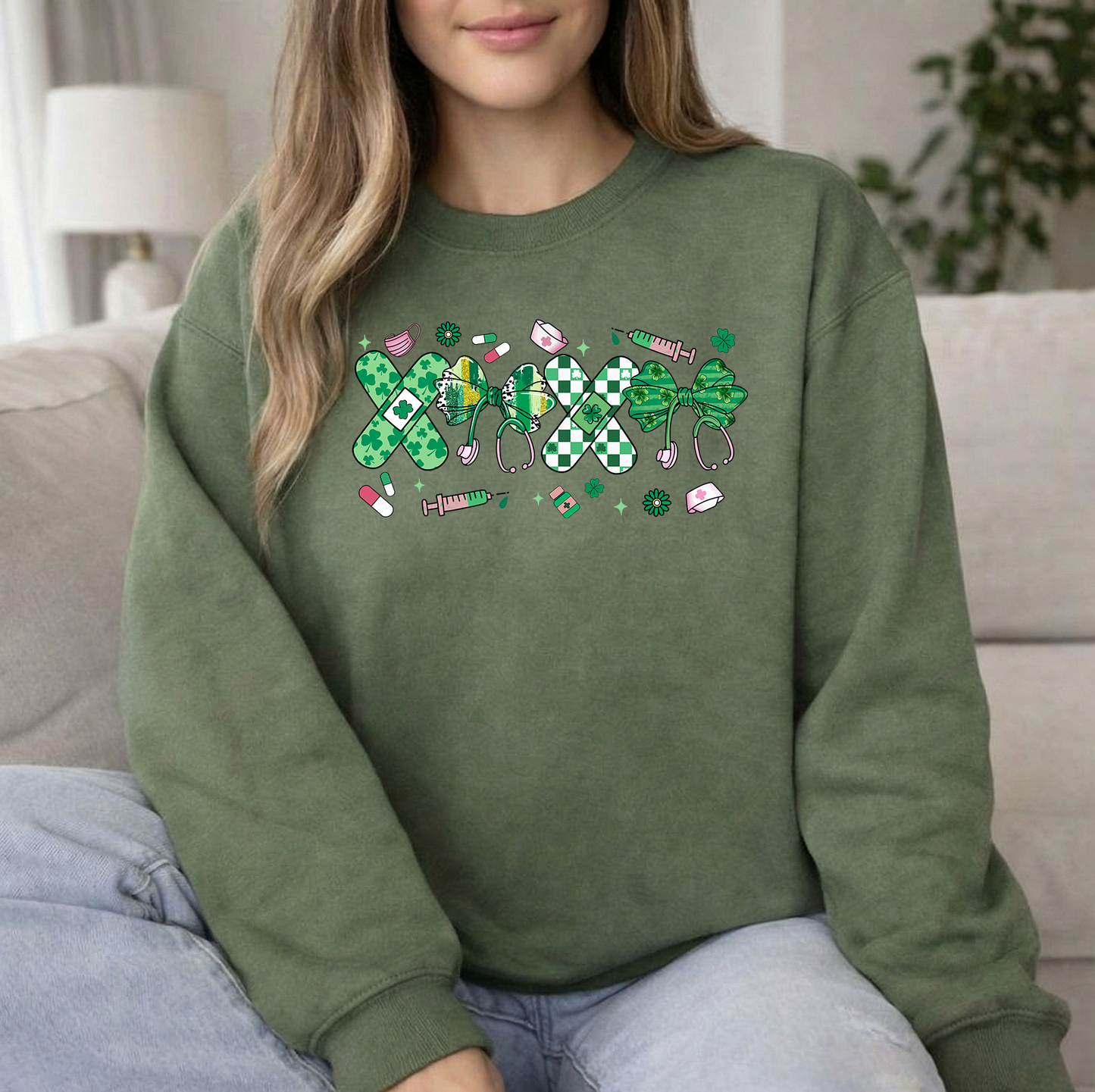 St Pats XO Military Green Crew Sweatshirt