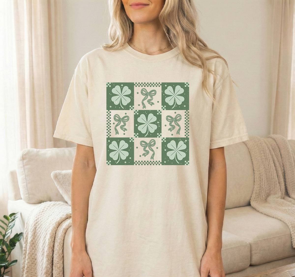 St Pats Checkered Ivory T