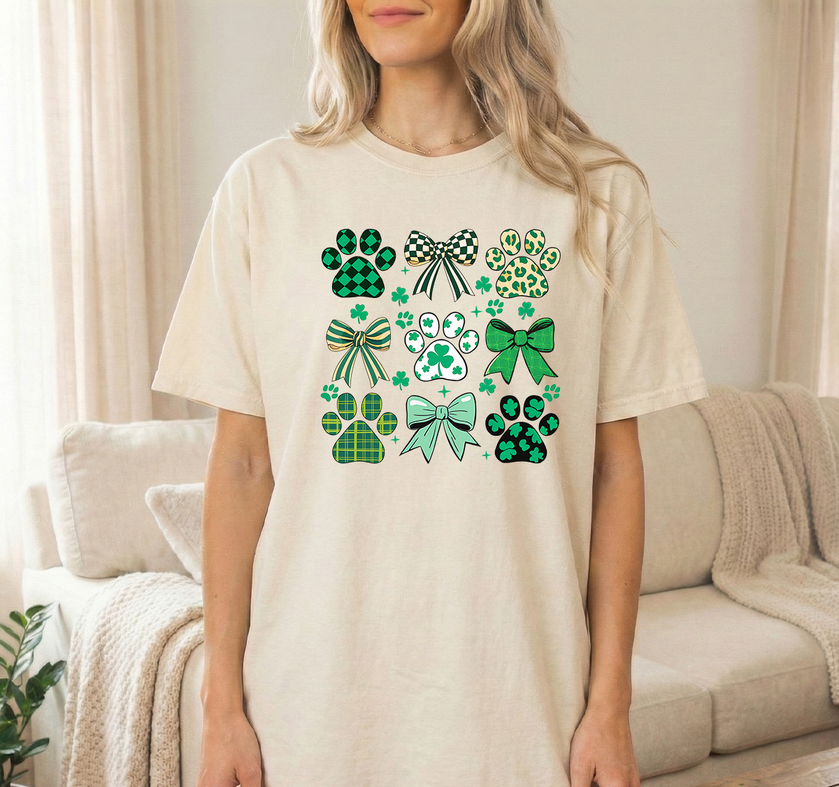 St Pats dog paw ivory t shirt