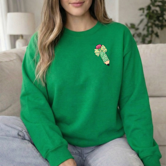 St Pats Pencil Left Chest Irish Green Crew Sweatshirt