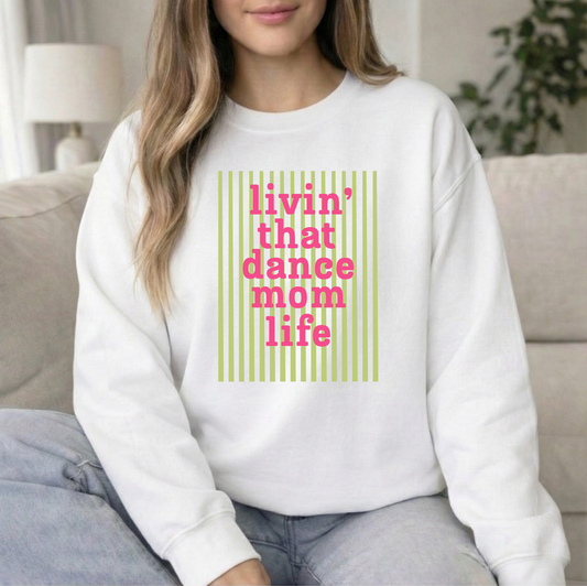 Striped dance mom White Unisex Gildan Crew Sweatshirt