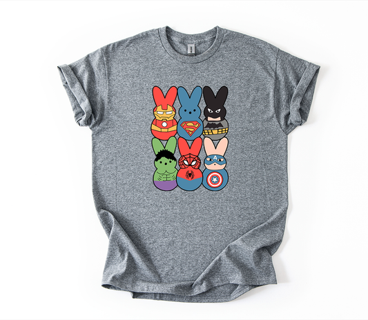 Superhero Peep Gildan Graphite Heather Youth Tshirt