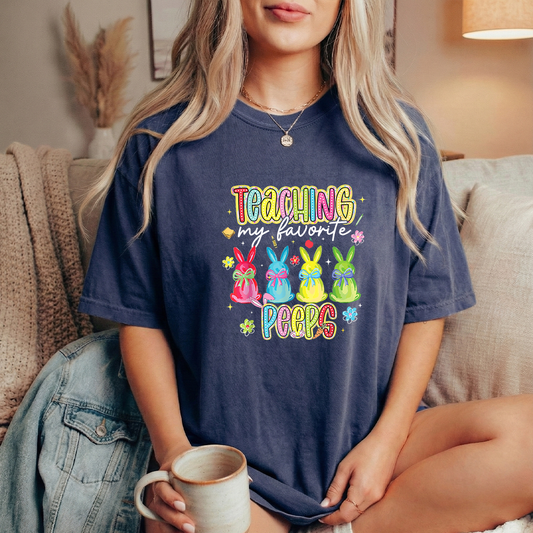 Teach Fav Peeps Navy Tshirt