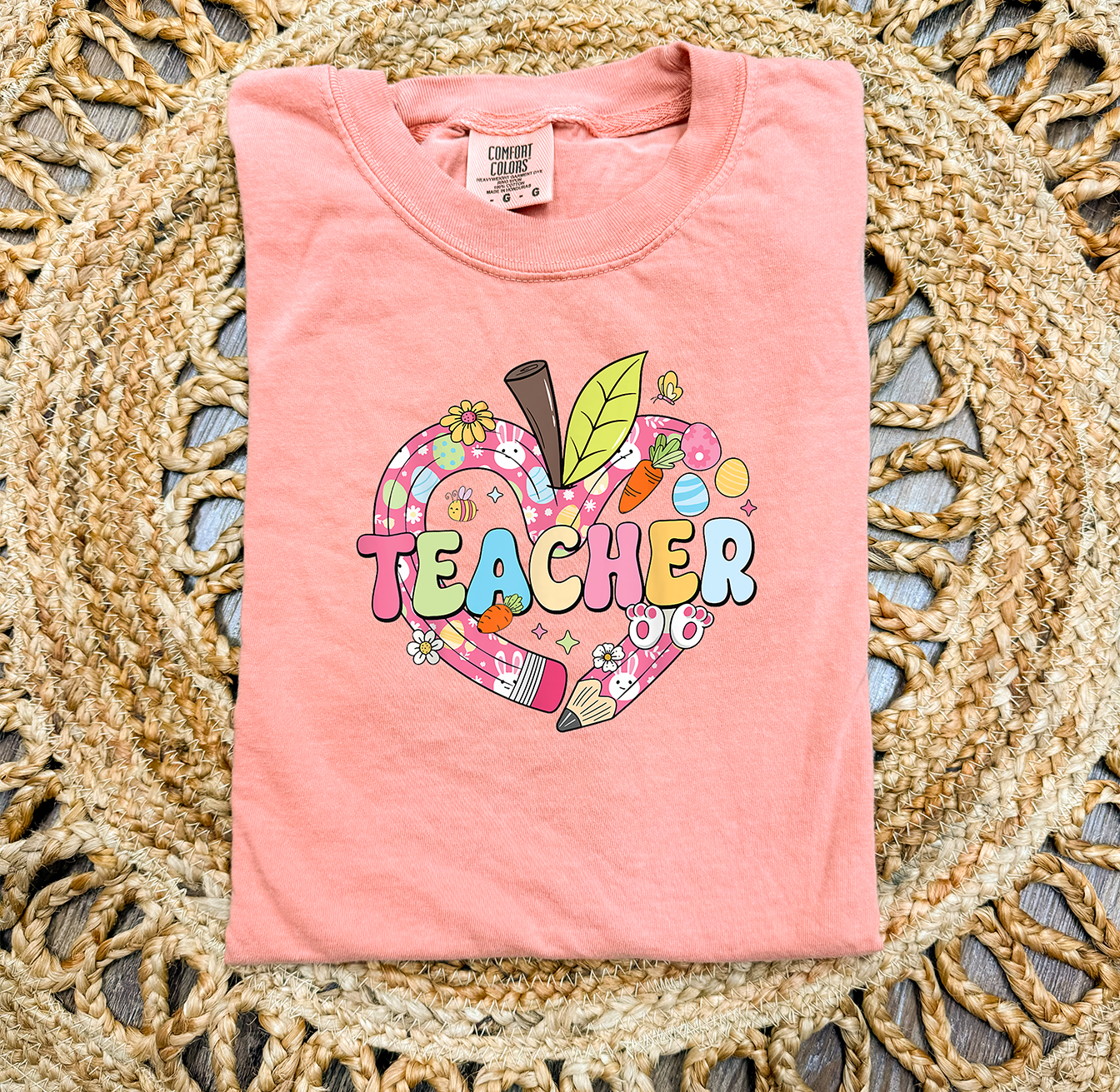 Teacher Easter Apple Terracotta Tshirt