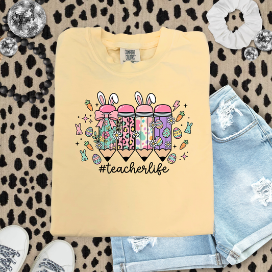 Teacher Easter Pencils Butter Tshirt