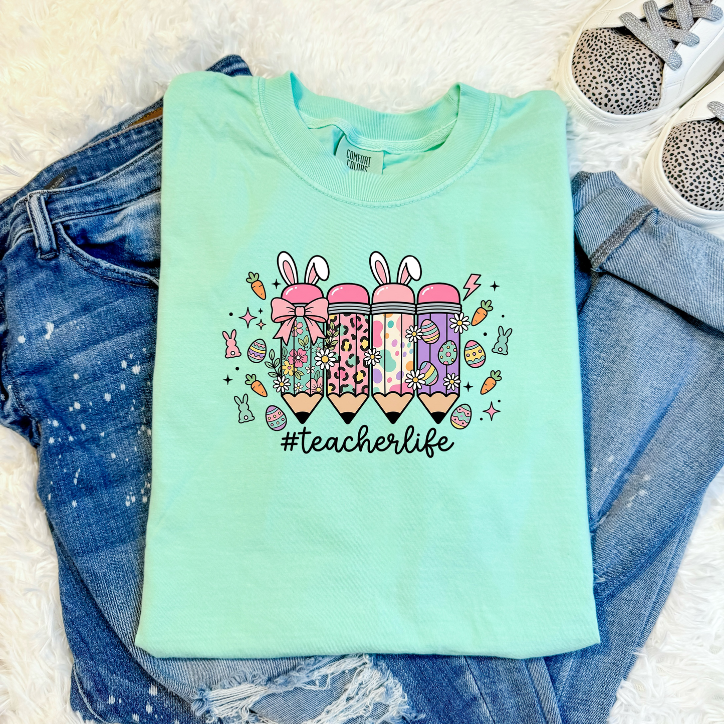 Teacher Easter Pencils Island Reef Tshirt