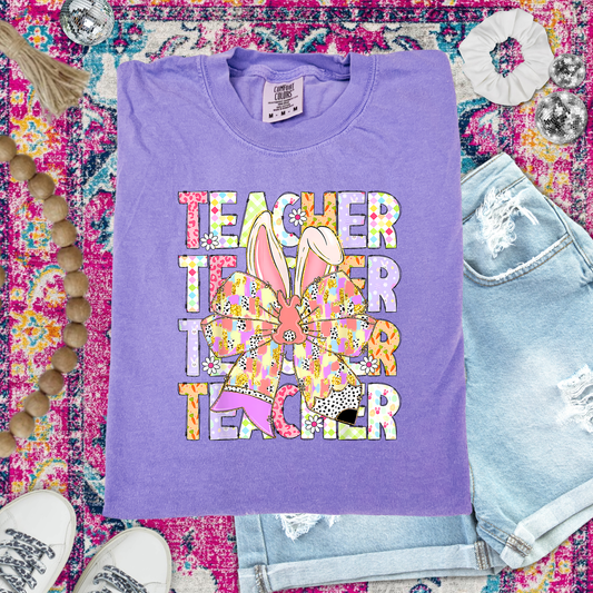 Teacher Teacher Easter Violet Tshirt