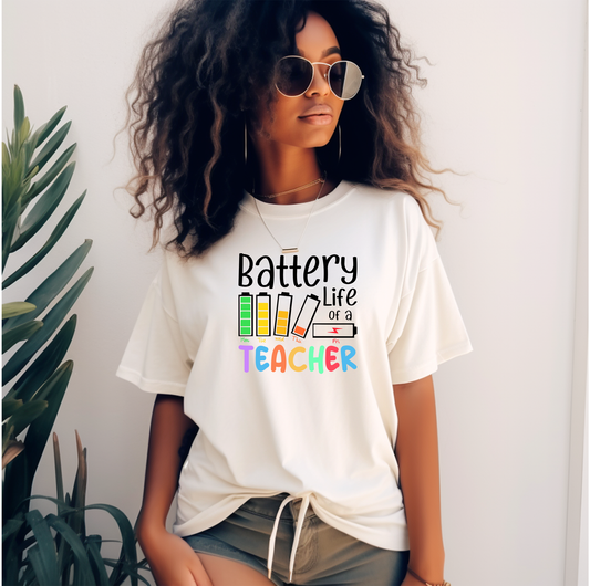 Teacher Battery Unisex Ivory Comfort Colors Tshirt