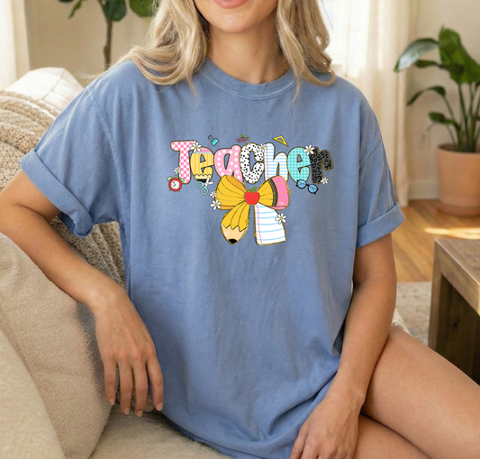 Teacher Supply blue jean unisex comfort colors t shirt