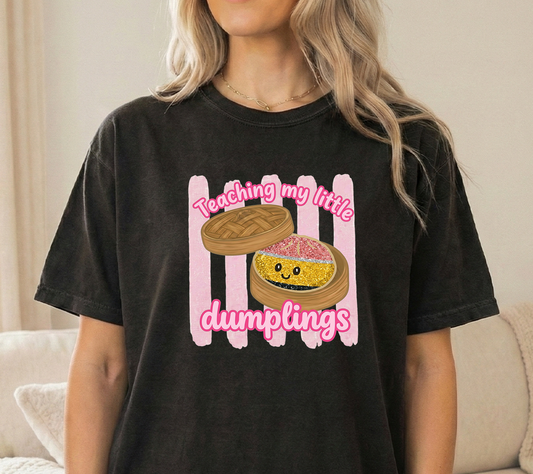 Teaching Dumplings Black Unisex Comfort Colors Tshirt