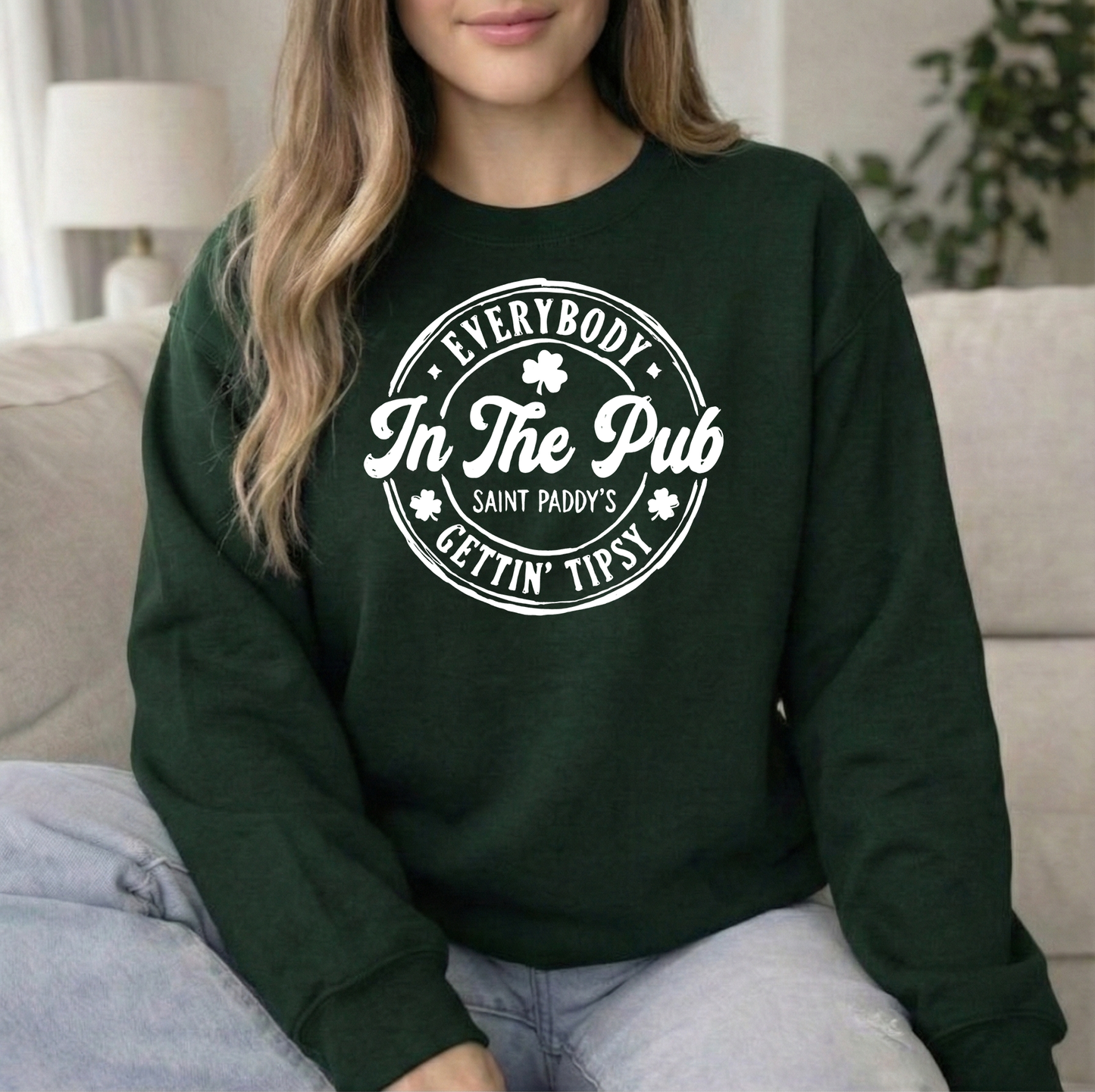 White Tipsy Forest Crew Sweatshirt