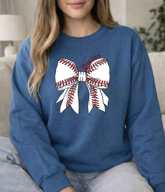 White ball bow Indigo Unisex Gildan Crewneck Sweatshirt