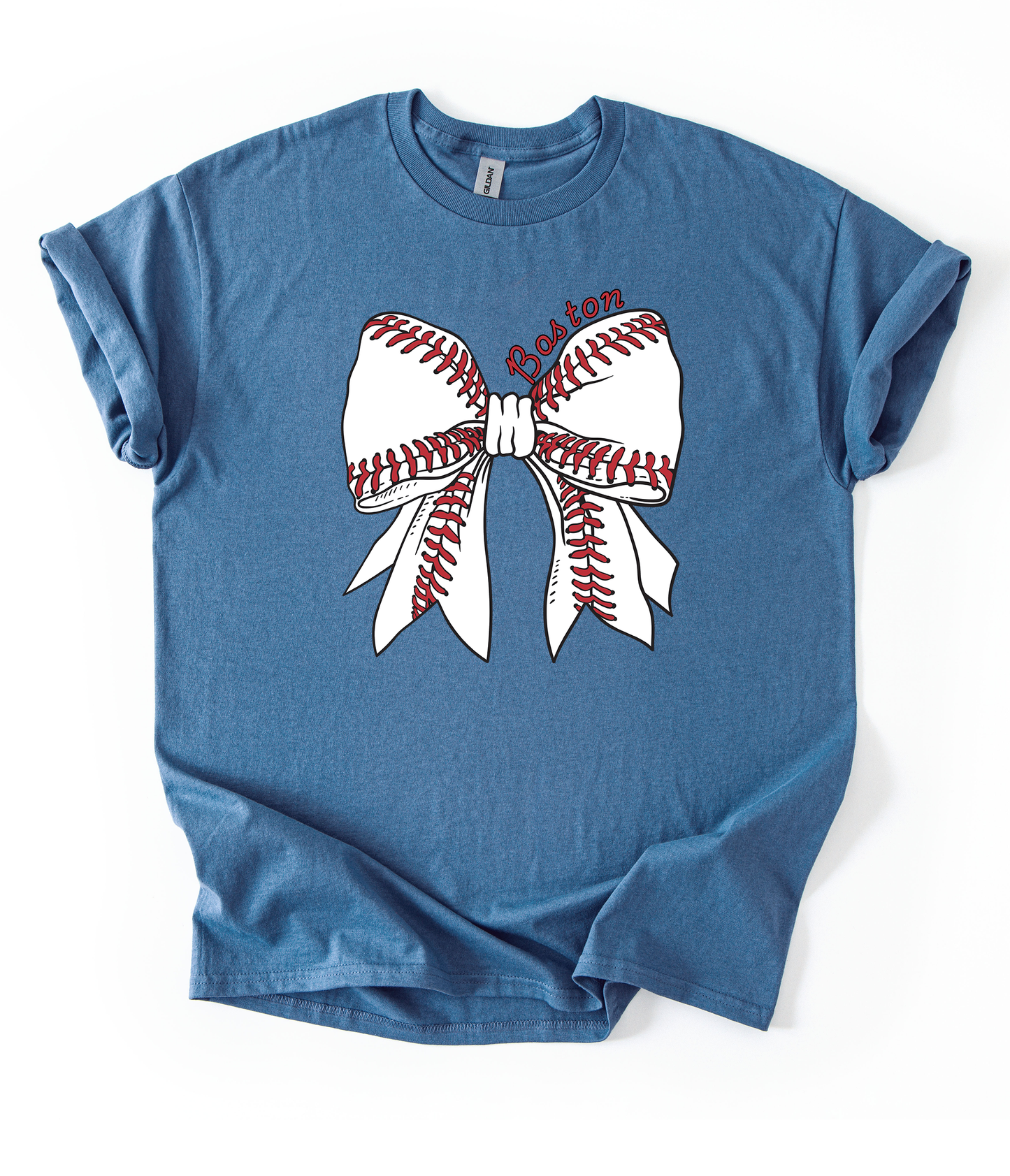 White ball bow Gildan Indigo Unisex Tshirt
