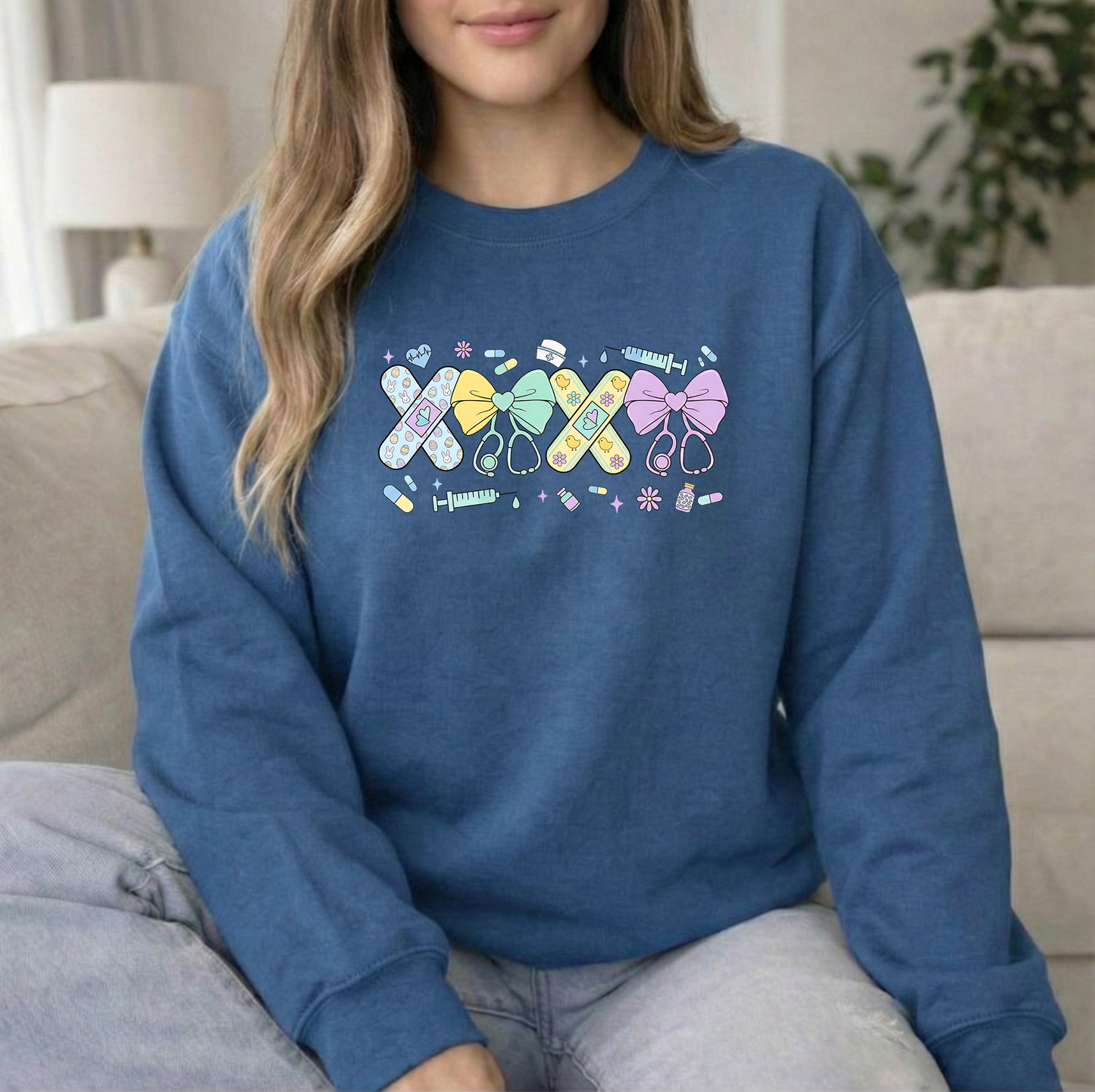 Xo Easter Indigo Crew Sweatshirt