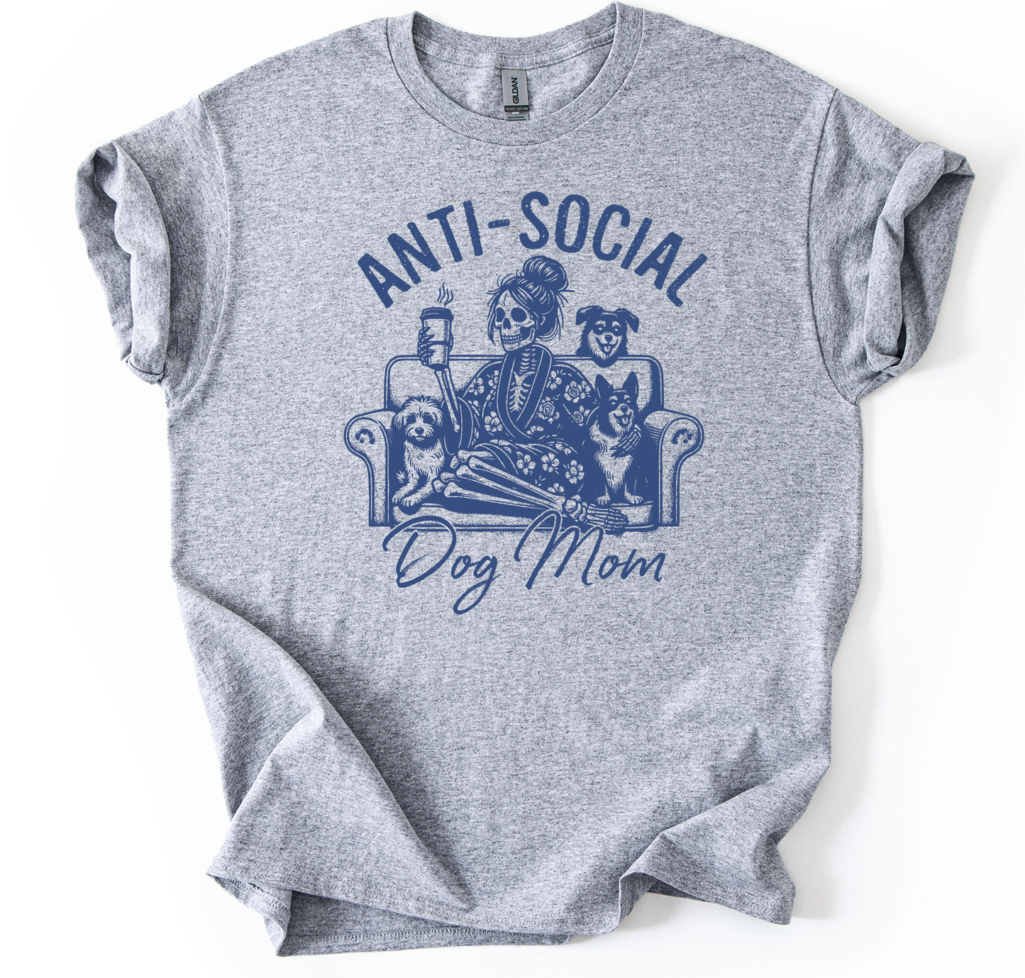 Anti-social dog mom Unisex Sports Grey Gildan Tshirt
