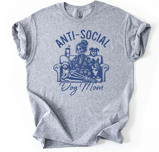 Anti-social dog mom Unisex Sports Grey Gildan Tshirt