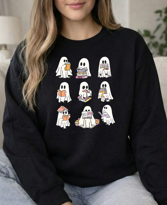Books ghost Unisex Black Gildan Crewneck Sweatshirt