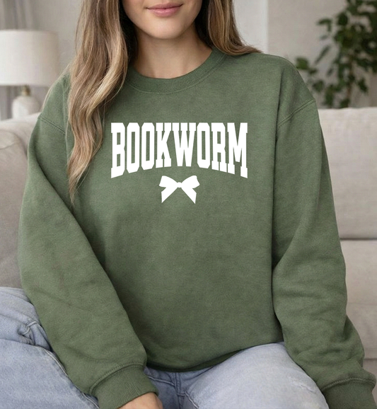 Bookworm Military Green Unisex Gildan Crewneck Sweatshirt