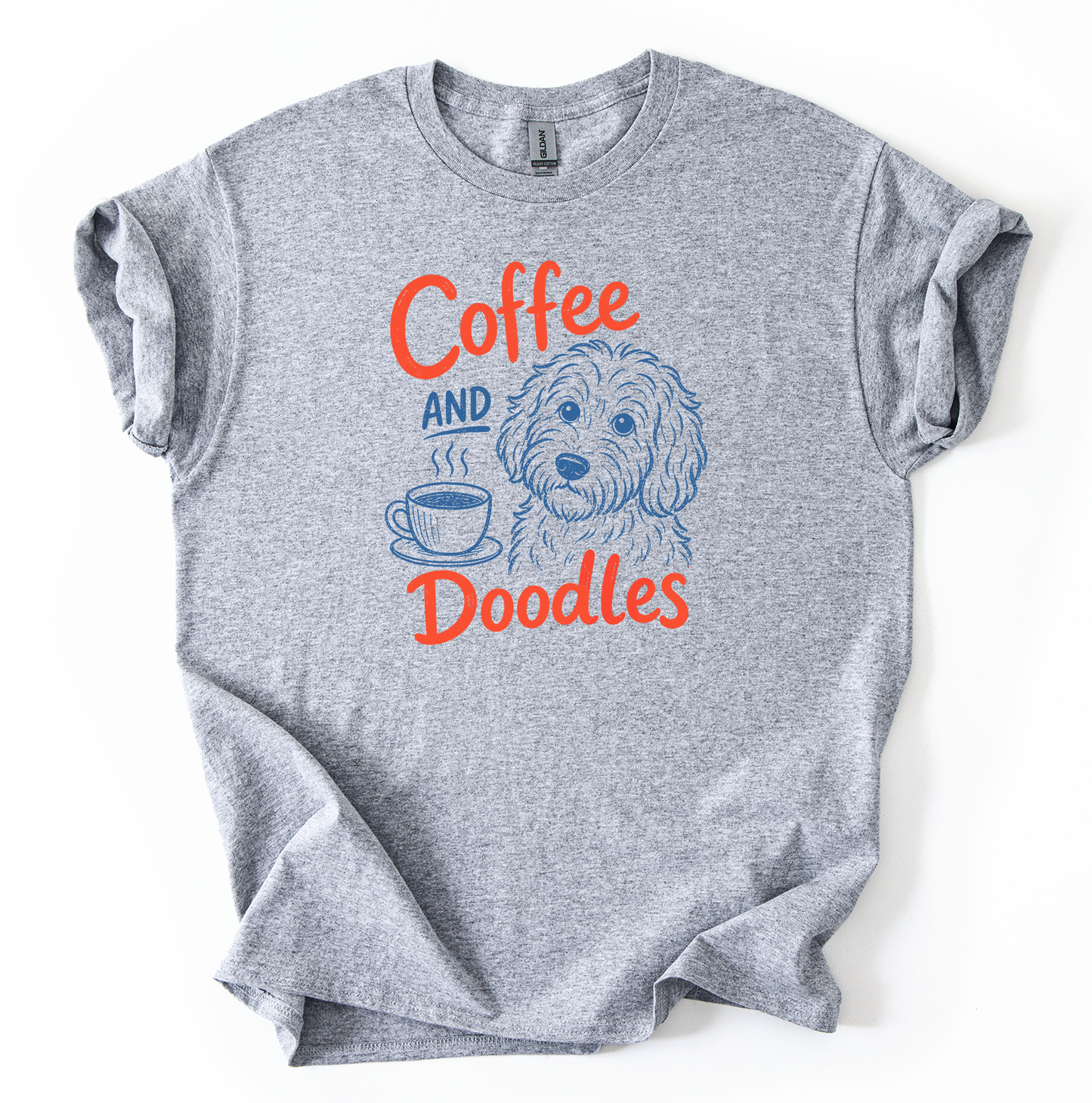 Coffee Doodle Unisex Gildan Sports Grey Tshirt