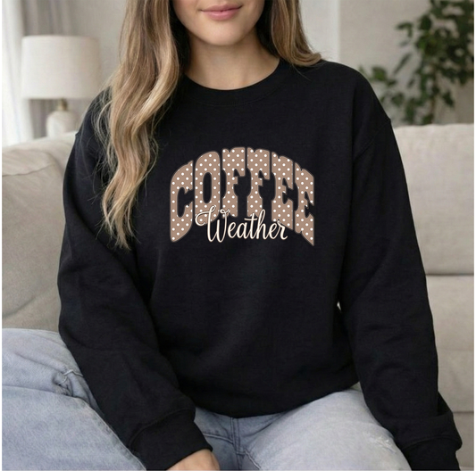 Coffee Weather 2 Black Unisex Gildan Crewneck Sweatshirt