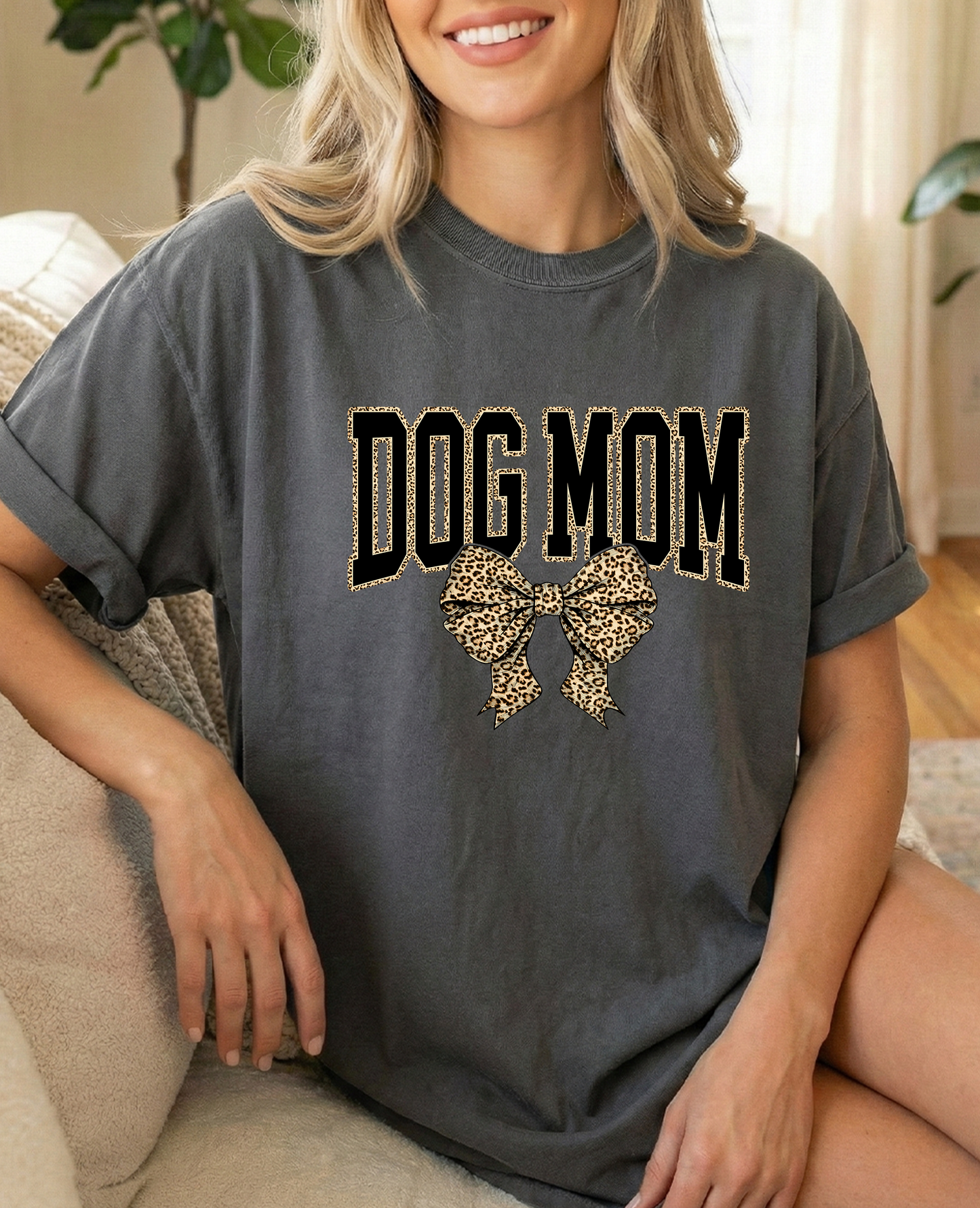 Dog mom Leopard Unisex Pepper Comfort Colors Tshirt
