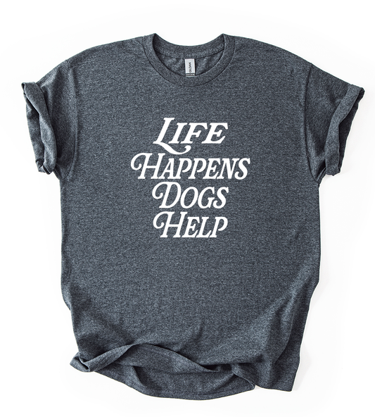 Dogs Help Unisex Dark Heather Gildan Tshirt
