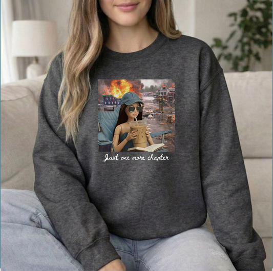 Fire Chap Unisex Dark Heather Gildan Crewneck Sweatshirt