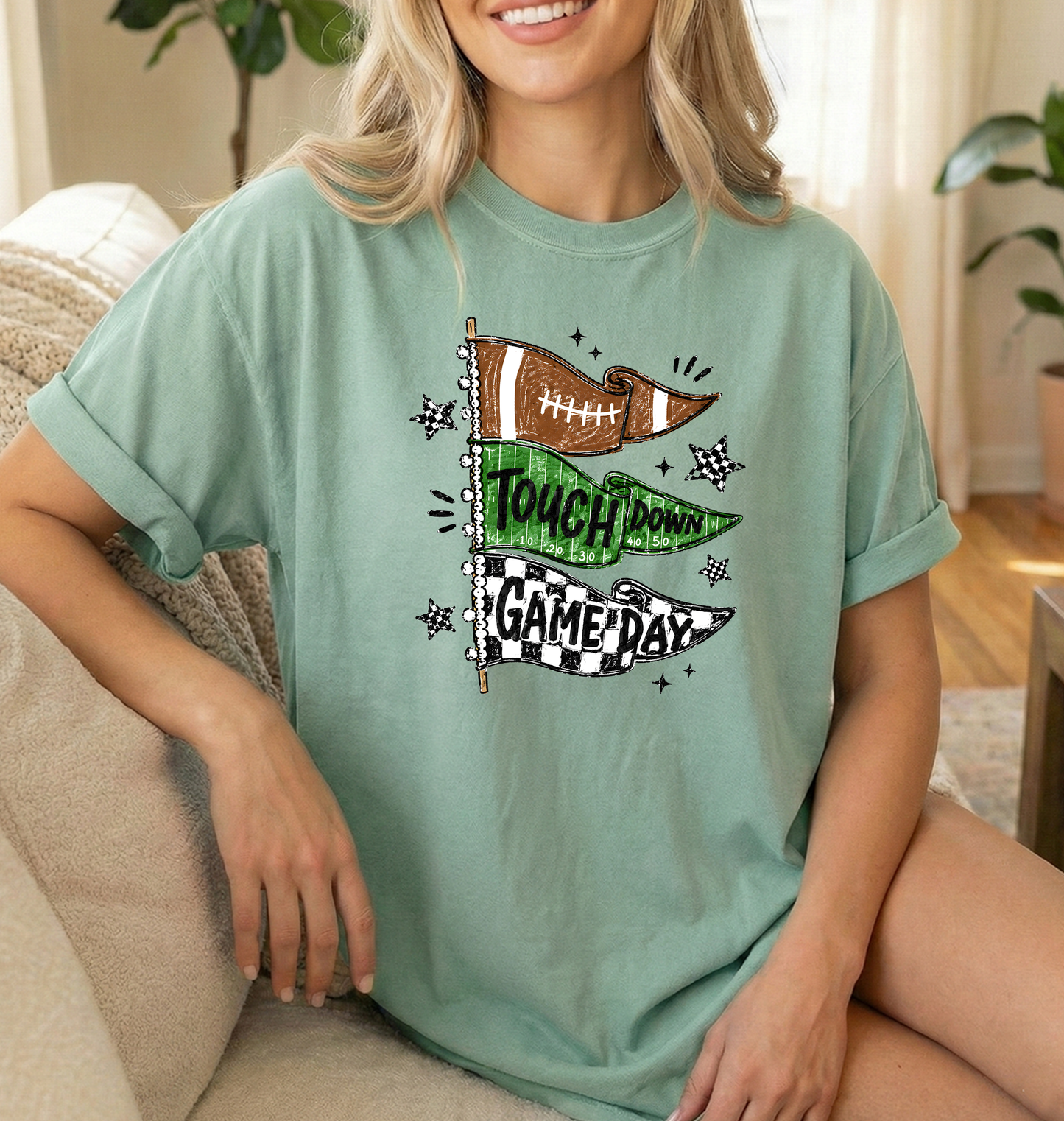 Football flags unisex comfort colors bay tshirt